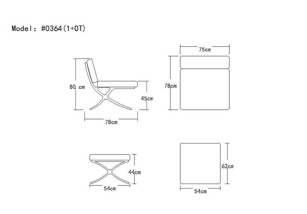 Divani Casa Bellatrix Modern Red Leather X Leg Ottoman Model VG2T0364-RED-OTT