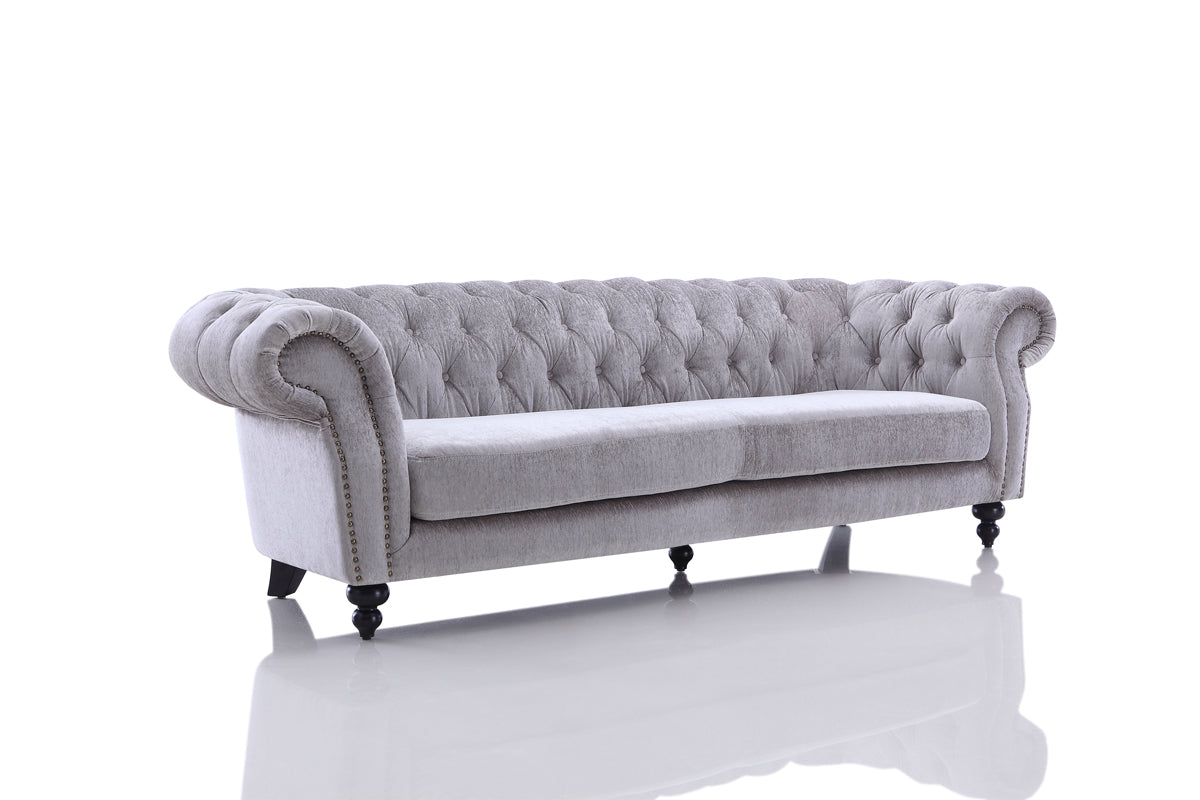 Divani Casa Alexandrina Grey Tufted Velvet Sofa Model VG2T0892-SOFA-GRY