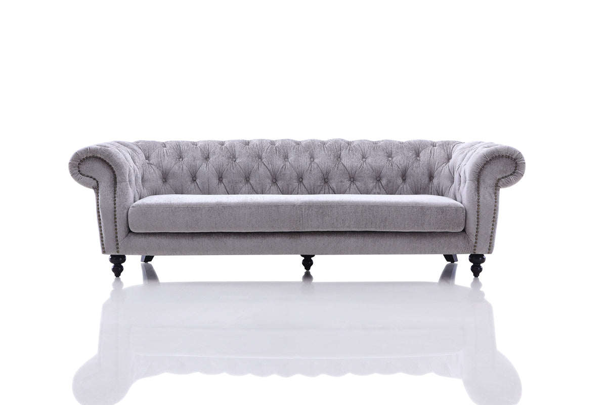 Divani Casa Alexandrina Grey Tufted Velvet Sofa Model VG2T0892-SOFA-GRY
