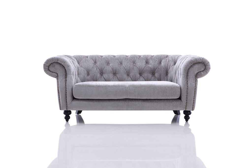 Divani Casa Alexandrina Grey Tufted Velvet Loveseat Model VG2T0892-LOVE-GRY