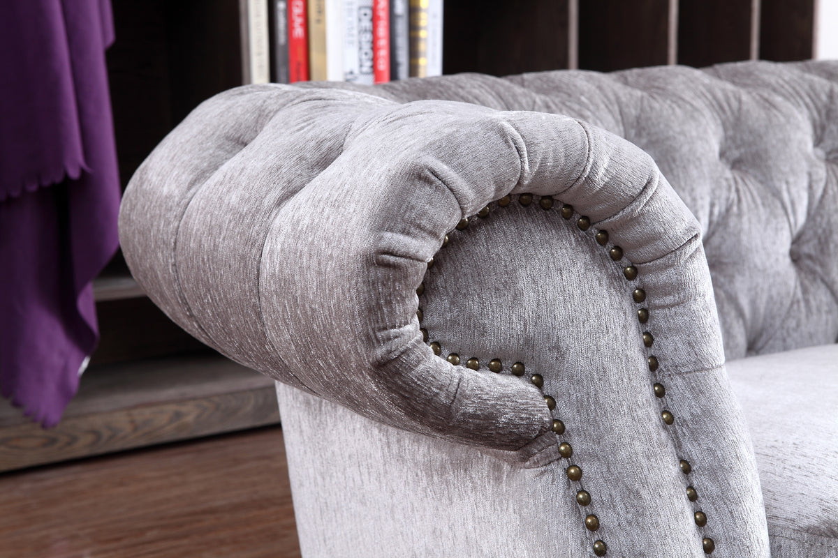 Divani Casa Alexandrina Grey Tufted Velvet Loveseat Model VG2T0892-LOVE-GRY