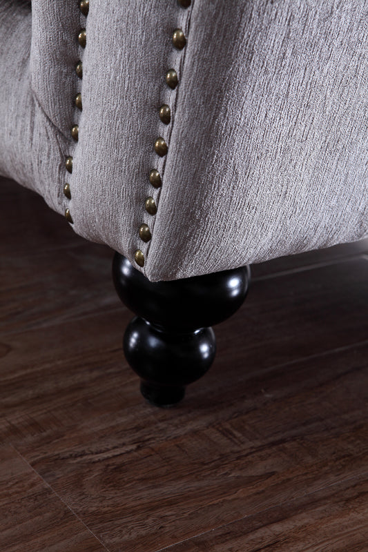 Divani Casa Alexandrina Grey Tufted Velvet Sofa Model VG2T0892-SOFA-GRY