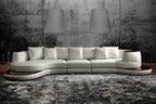 Divani Casa Rodus Modern White Leather Curved Sectional Sofa With Wood Trim Model VGEV105