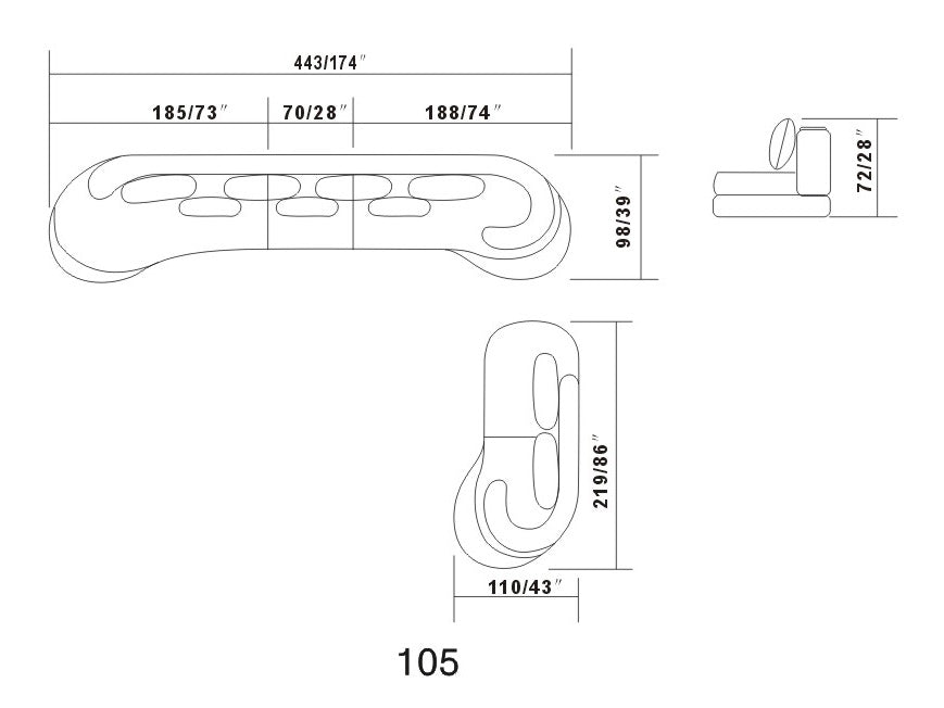 Divani Casa Rodus Modern White Leather Curved Sectional Sofa With Wood Trim Model VGEV105
