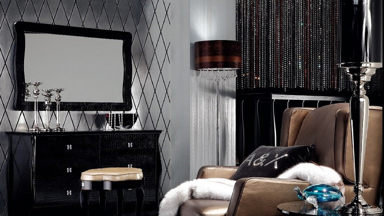 Modrest Ivarson Black Crocodile Glam Mirror Model VGUN-AW422-122-BLK