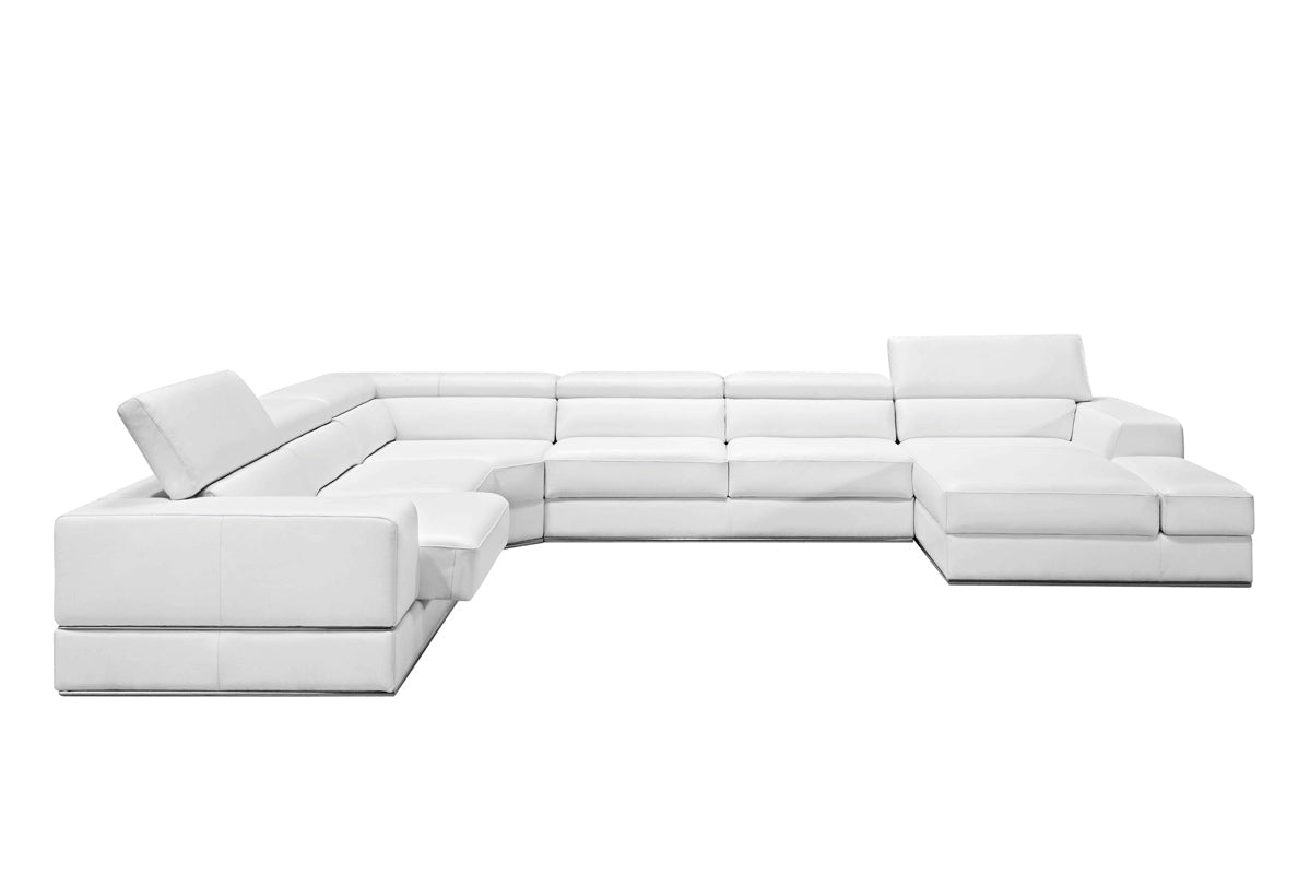 Divani Casa Pella Modern White Italian Leather U Shaped Sectional Sofa Model VGCA5106-WHT