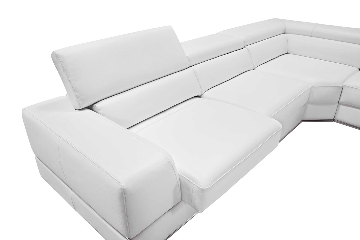Divani Casa Pella Modern White Italian Leather U Shaped Sectional Sofa Model VGCA5106-WHT