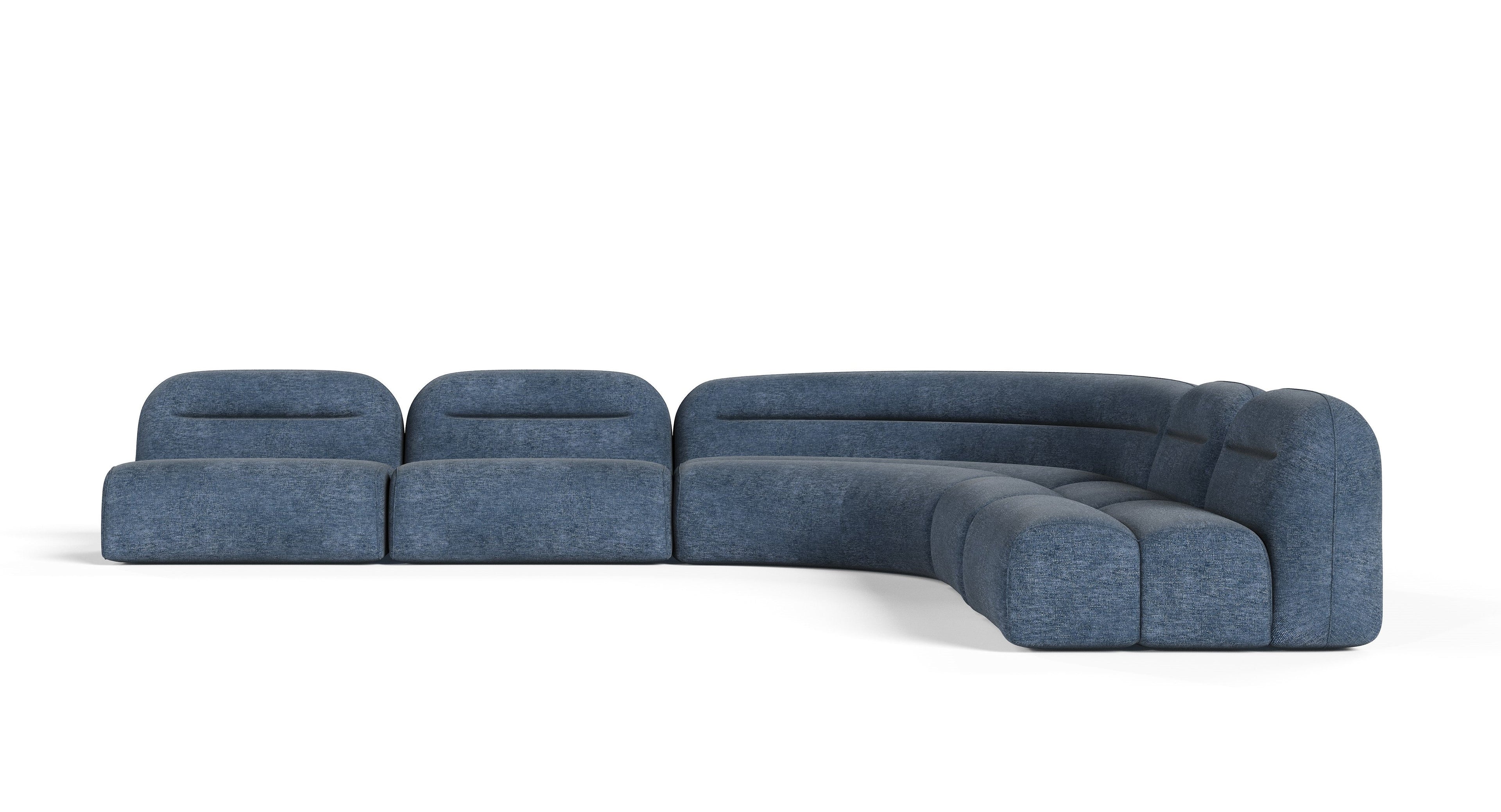 Divani Casa Forman Modern Blue Fabric Modular Sectional Sofa 5 Piece Sectional Model VGOD-ZW-23029-MOD-BLU-5-Piece Sectional