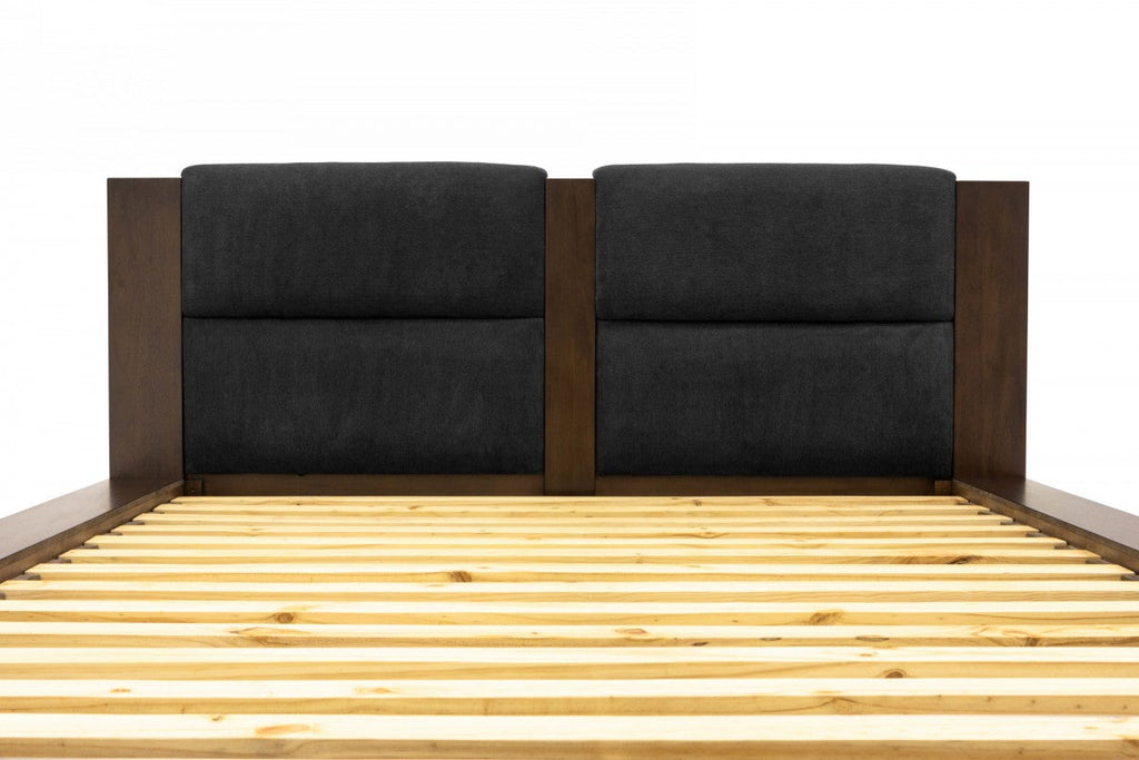 Nova Domus Fantasia Dark Walnut | Dark Grey Bed And Two Nightstands Model VGWDHL-W01-BED-2NS