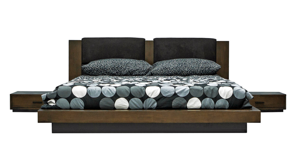 Nova Domus Fantasia Dark Walnut | Dark Grey Bed And Two Nightstands Model VGWDHL-W01-BED-2NS