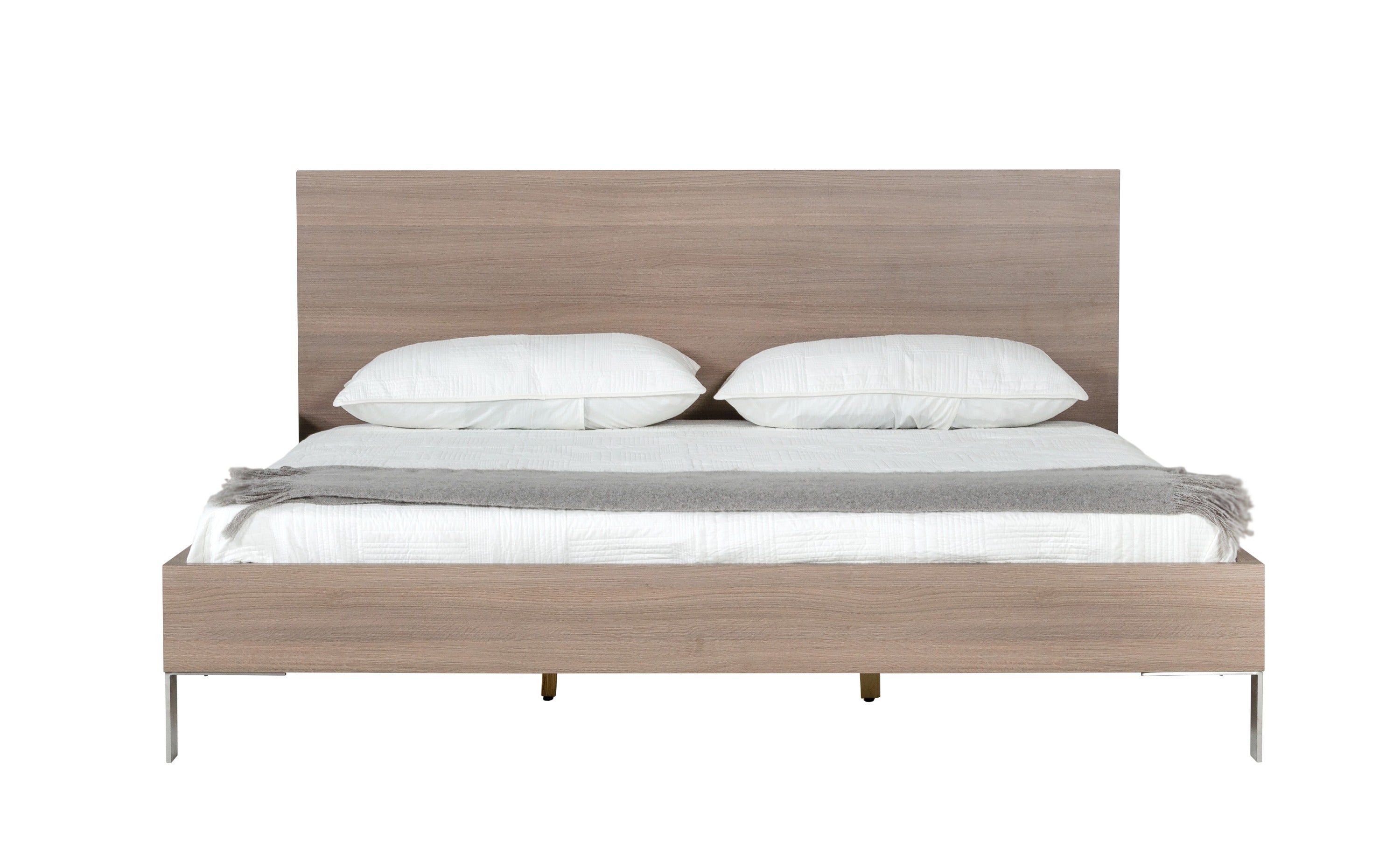 Nova Domus Boston Modern Brown Oak & Brushed Stainless Steel Bed Model VGANBOSTON-BED
