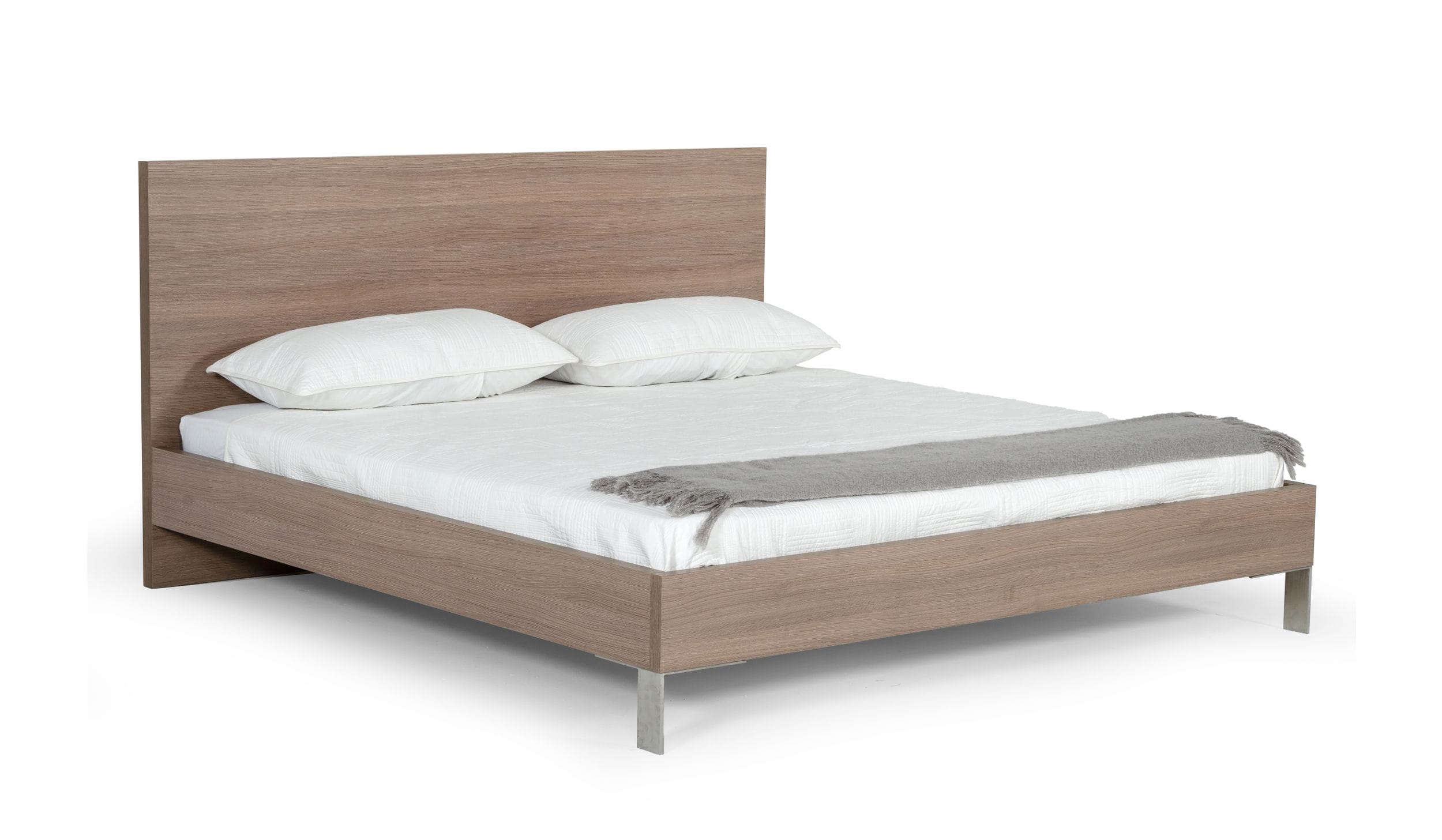 Nova Domus Boston Modern Brown Oak & Brushed Stainless Steel Bed Model VGANBOSTON-BED