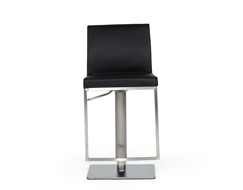 Modrest Folsum Modern Black & Brushed Stainless Steel Bar Stool Model VGHR5040GB-1-BLK-BS
