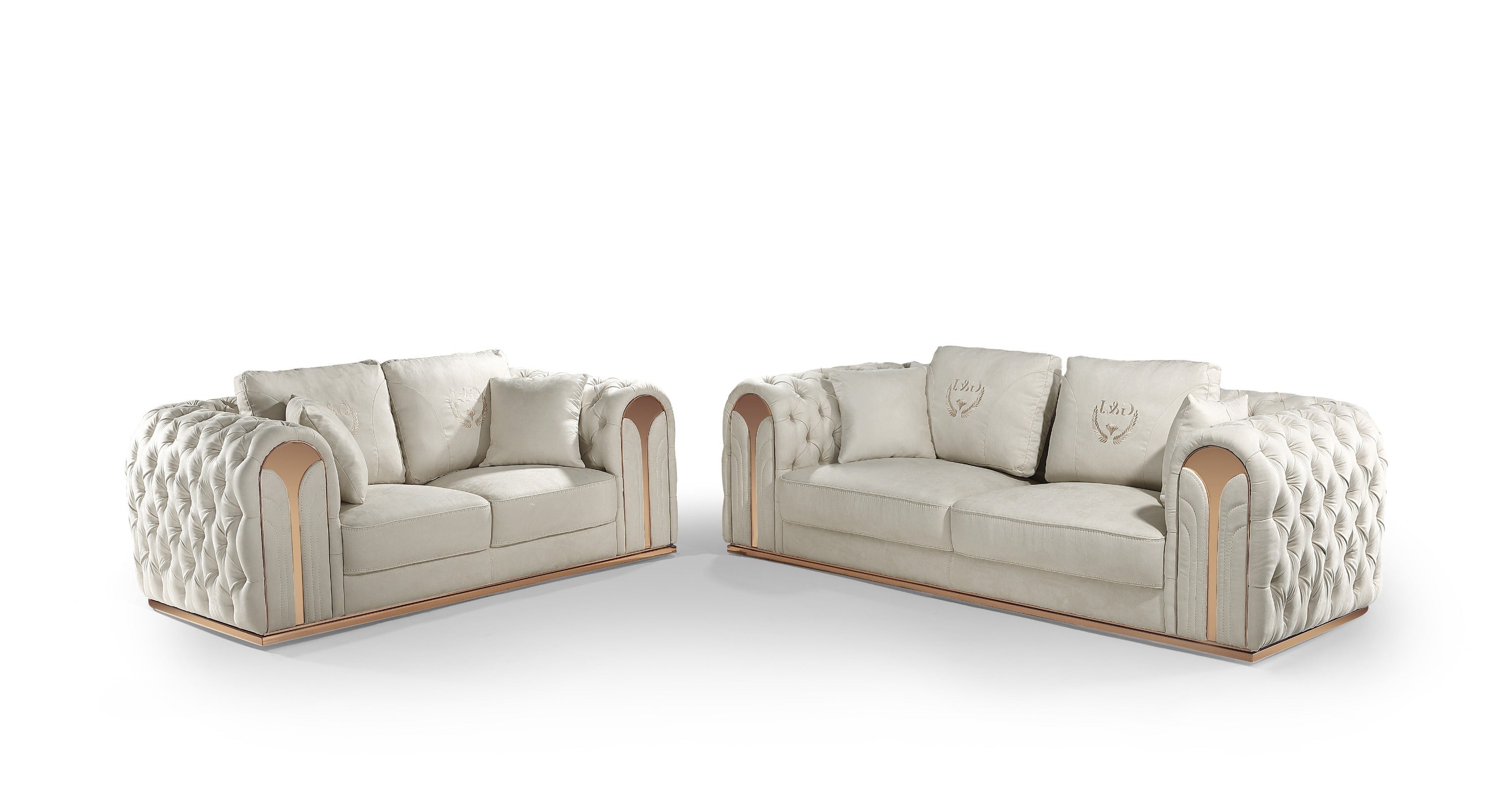 Divani Casa Dosie Modern Beige Fabric Sofa & Loveseat Set Model VGBNS-9368-SET-BGE