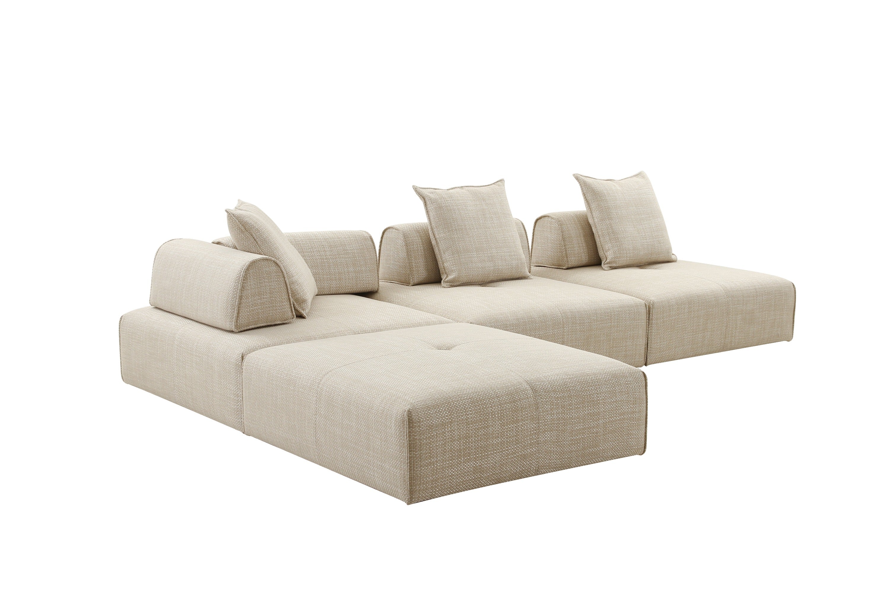 Divani Casa Mondo Modern 4 Seat Modular Beige Fabric Sectional Model VGOD-ZW-22033-BGE-4PC
