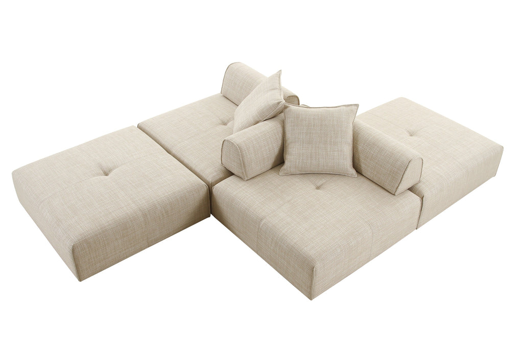 Divani Casa Mondo Modern 4 Seat Modular Beige Fabric Sectional Model VGOD-ZW-22033-BGE-4PC