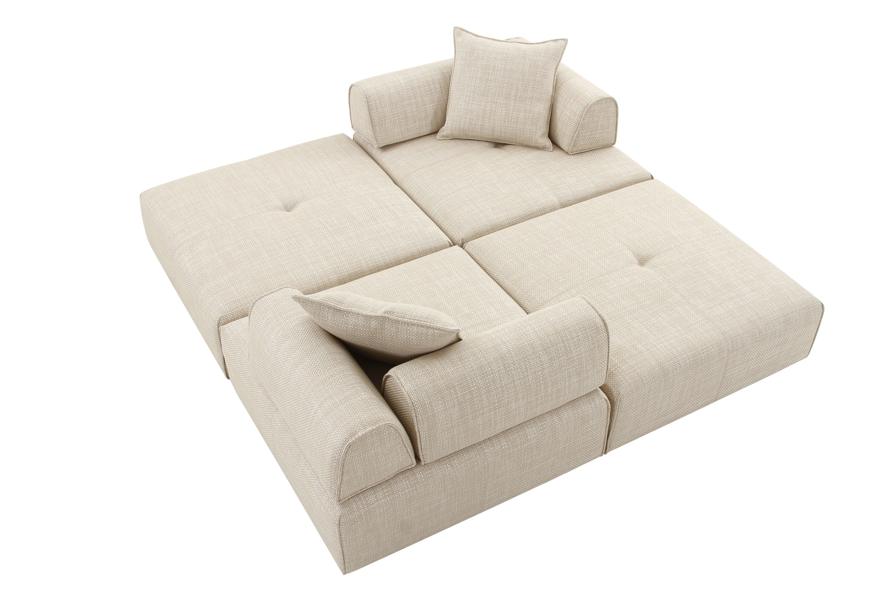Divani Casa Mondo Modern 4 Seat Modular Beige Fabric Sectional Model VGOD-ZW-22033-BGE-4PC