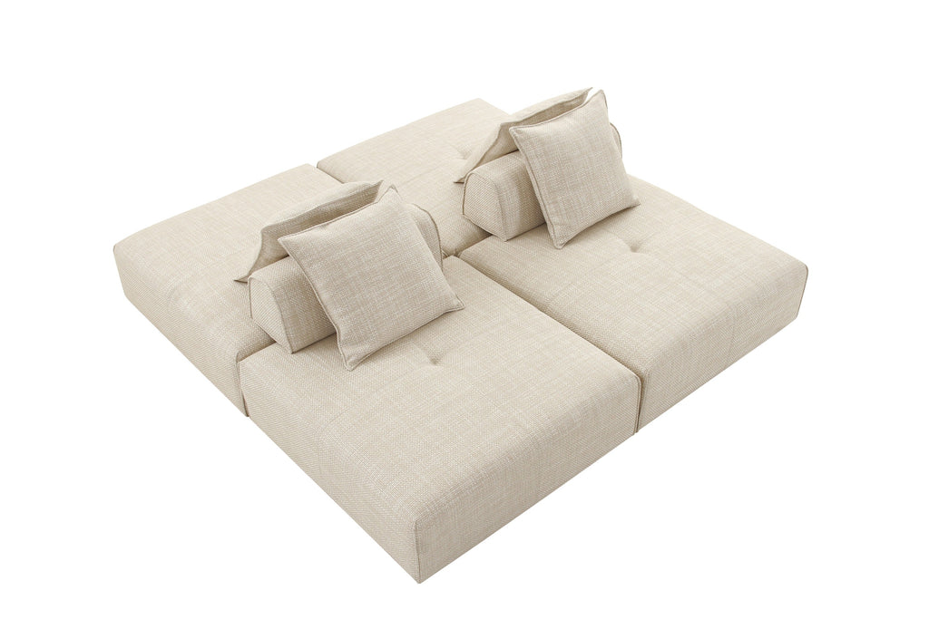 Divani Casa Mondo Modern 4 Seat Modular Beige Fabric Sectional Model VGOD-ZW-22033-BGE-4PC