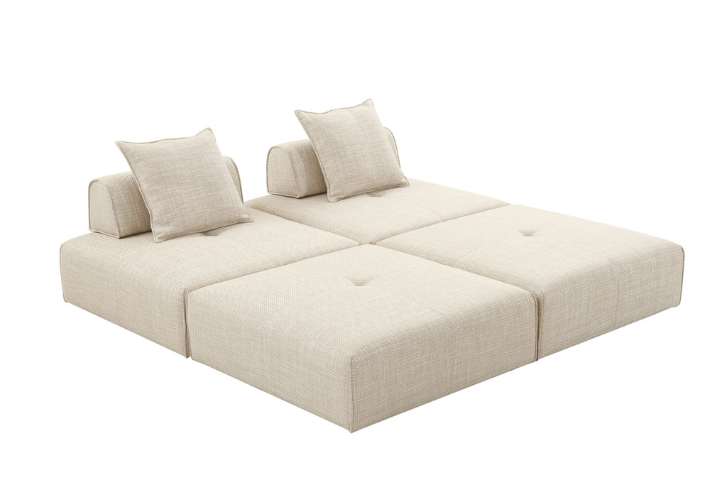 Divani Casa Mondo Modern 4 Seat Modular Beige Fabric Sectional Model VGOD-ZW-22033-BGE-4PC