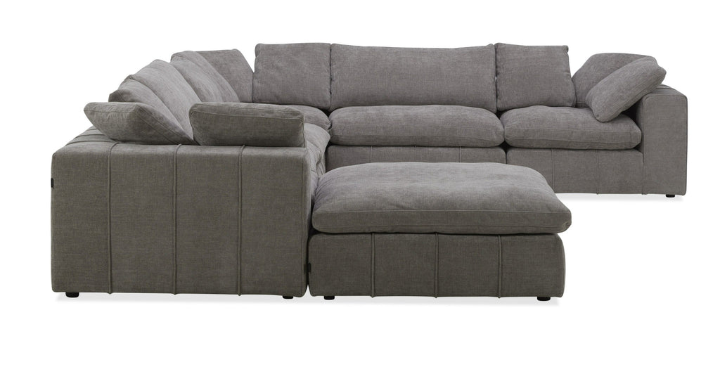Divani Casa Vicki Modern Grey Fabric Modular Sectional Sofa & Ottoman Model VGKK-KF.8033-SECT-MUSH