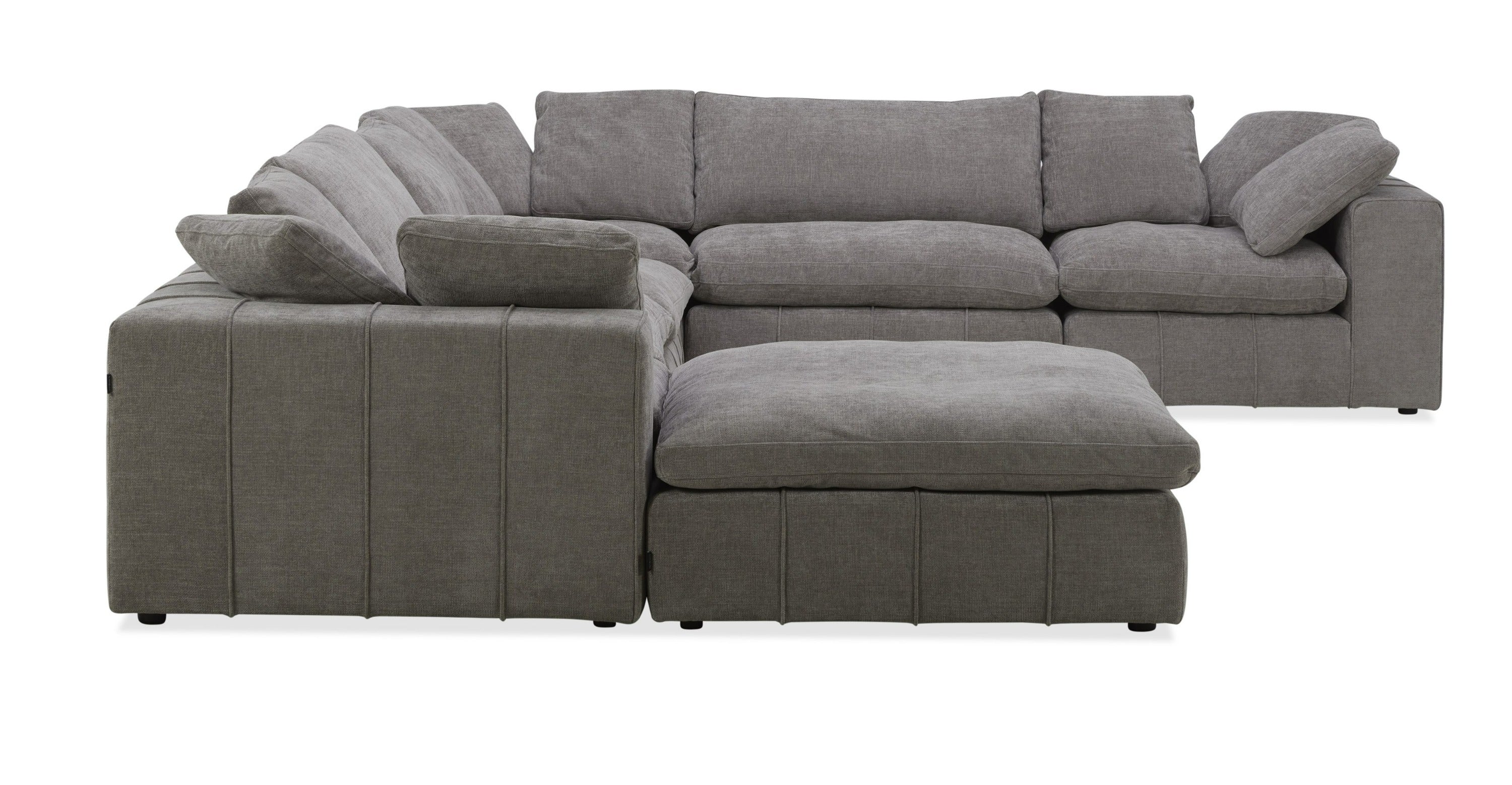 Divani Casa Vicki Modern Grey Fabric Modular Sectional Sofa & Ottoman Model VGKK-KF.8033-SECT-MUSH