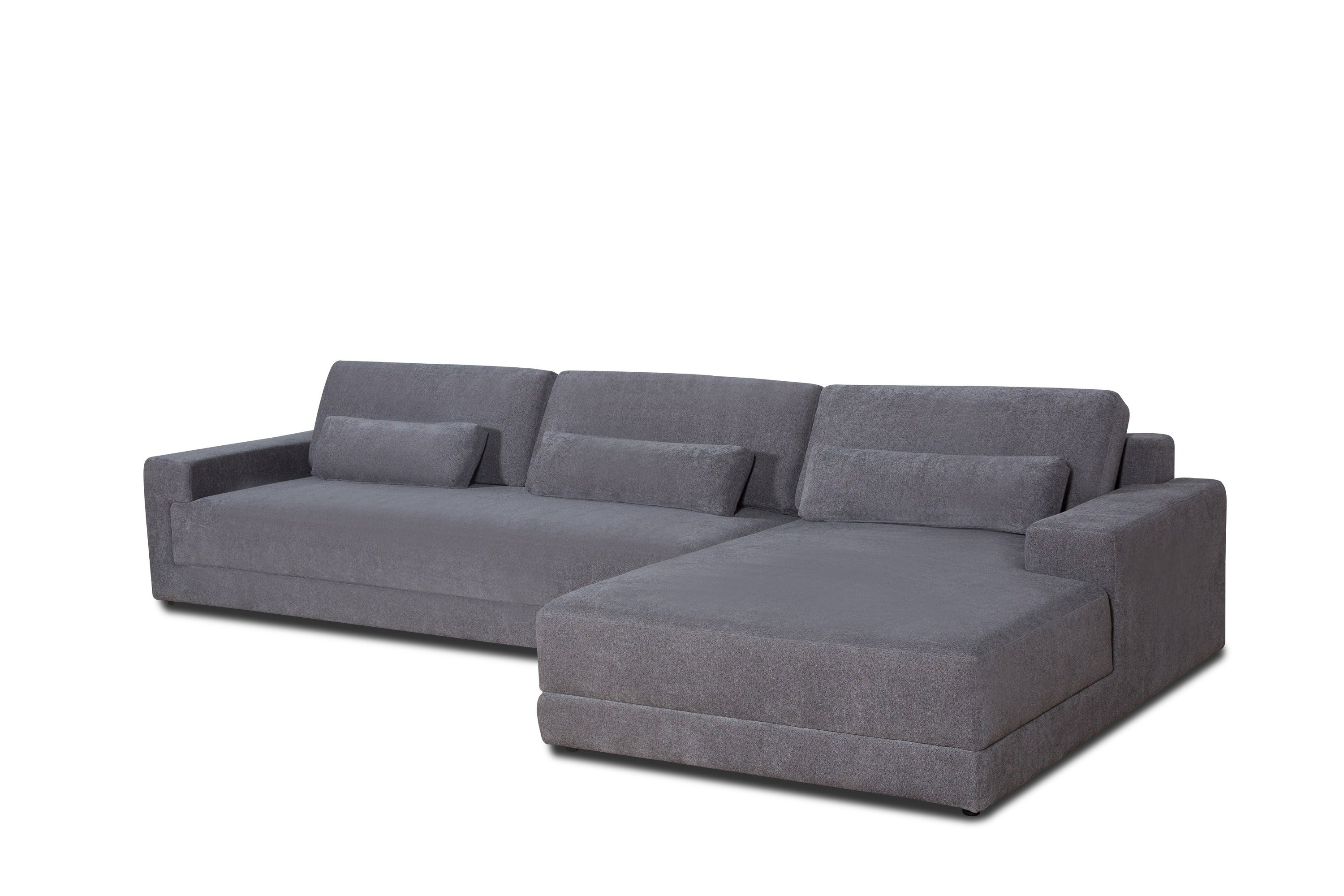 Divani Casa Loki Modern Grey Fabric Right Facing Sectional Sofa Model VGAH-SF1015-SECT-GRY