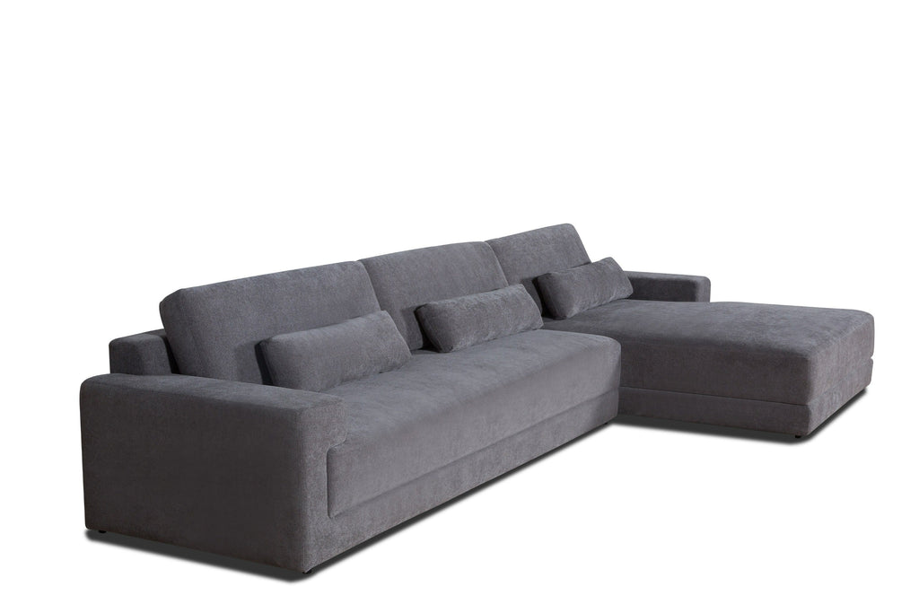 Divani Casa Loki Modern Grey Fabric Right Facing Sectional Sofa Model VGAH-SF1015-SECT-GRY