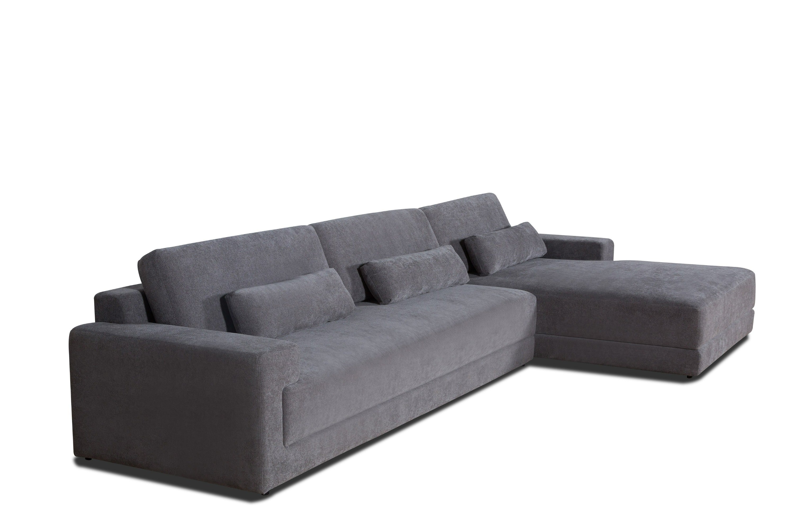Divani Casa Loki Modern Grey Fabric Right Facing Sectional Sofa Model VGAH-SF1015-SECT-GRY