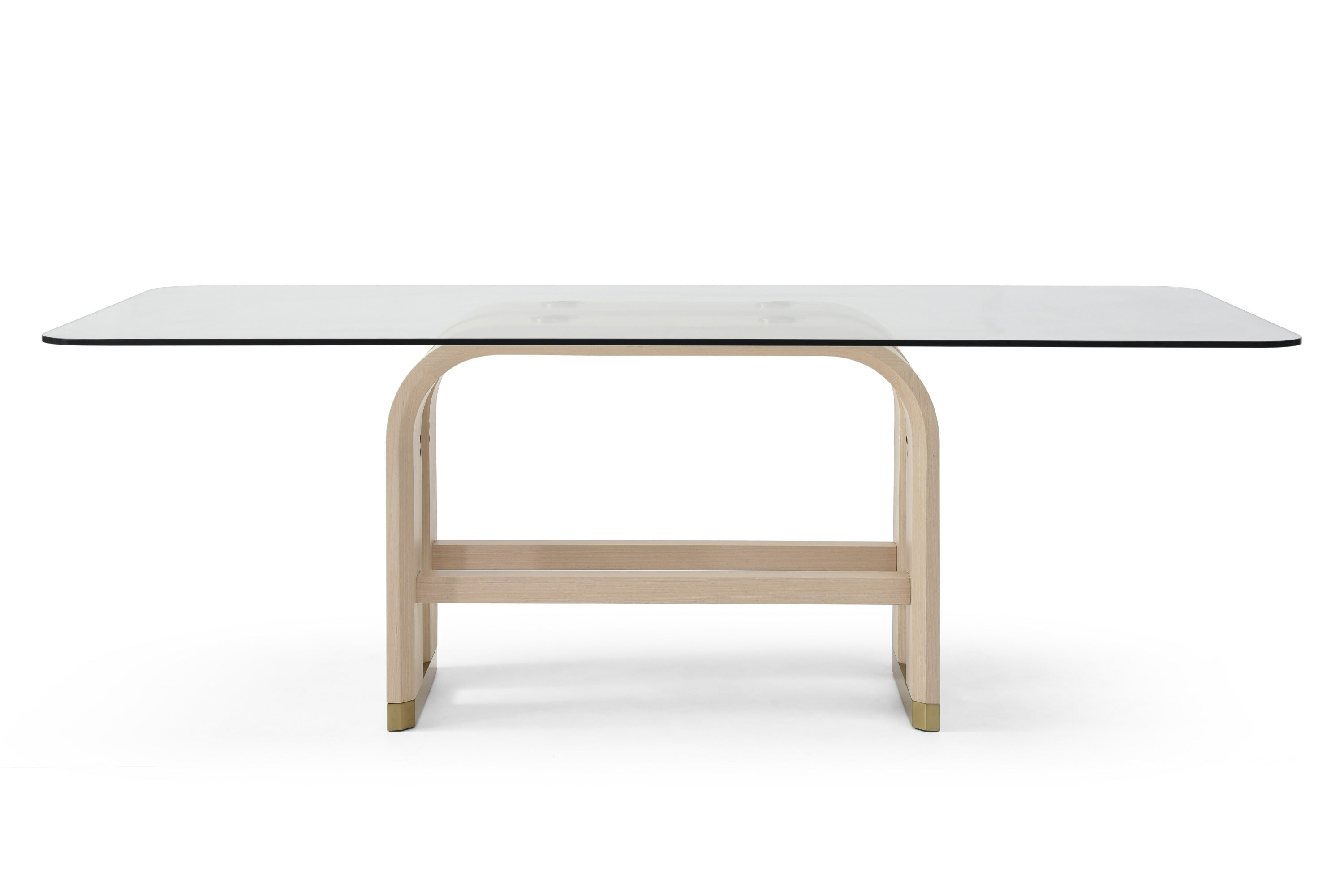 Modrest Florence Modern Glass & Natural Oak & Gold Dining Table Model VGVC-T2410