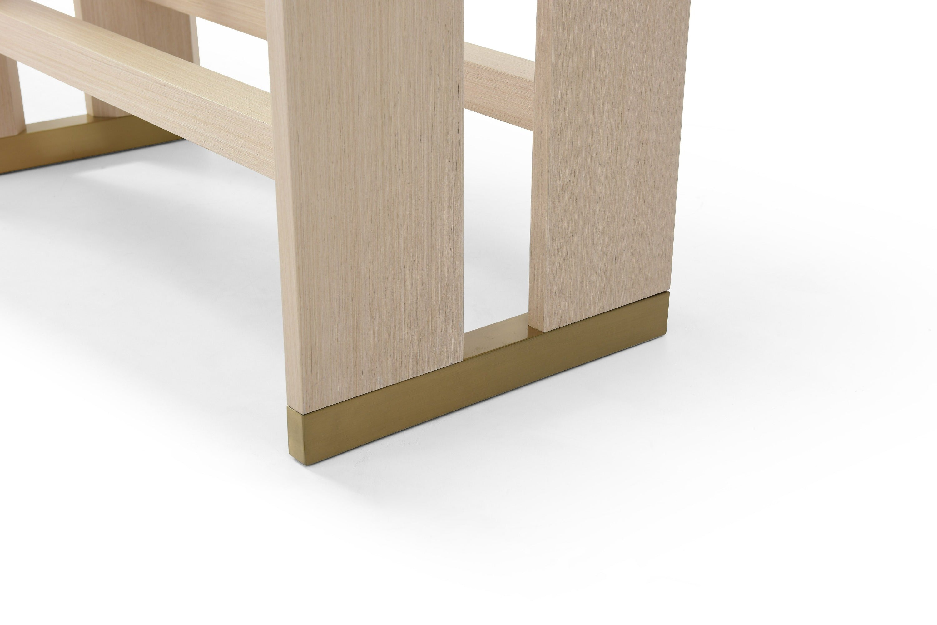 Modrest Florence Modern Glass & Natural Oak & Gold Dining Table Model VGVC-T2410