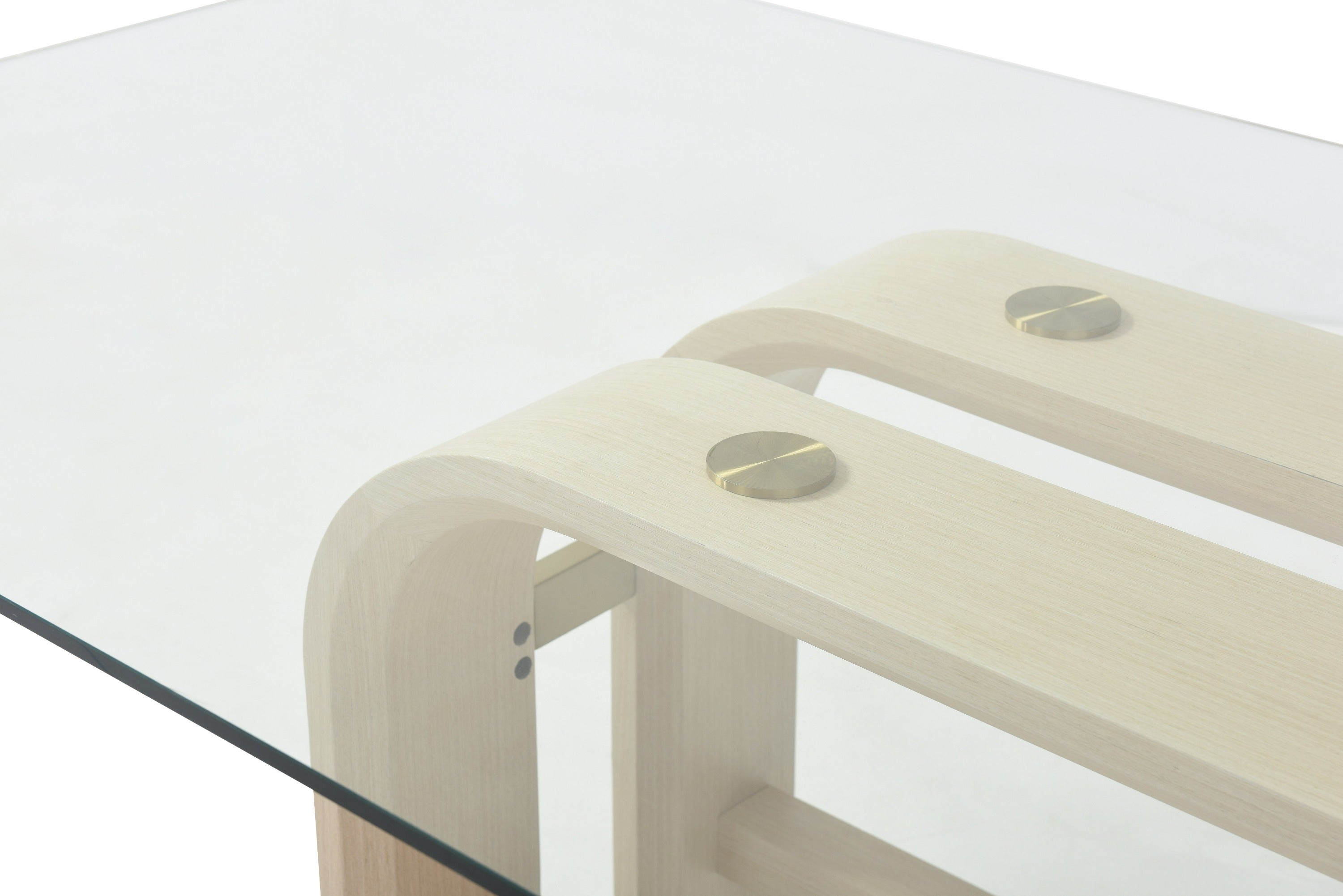 Modrest Florence Modern Glass & Natural Oak & Gold Dining Table Model VGVC-T2410