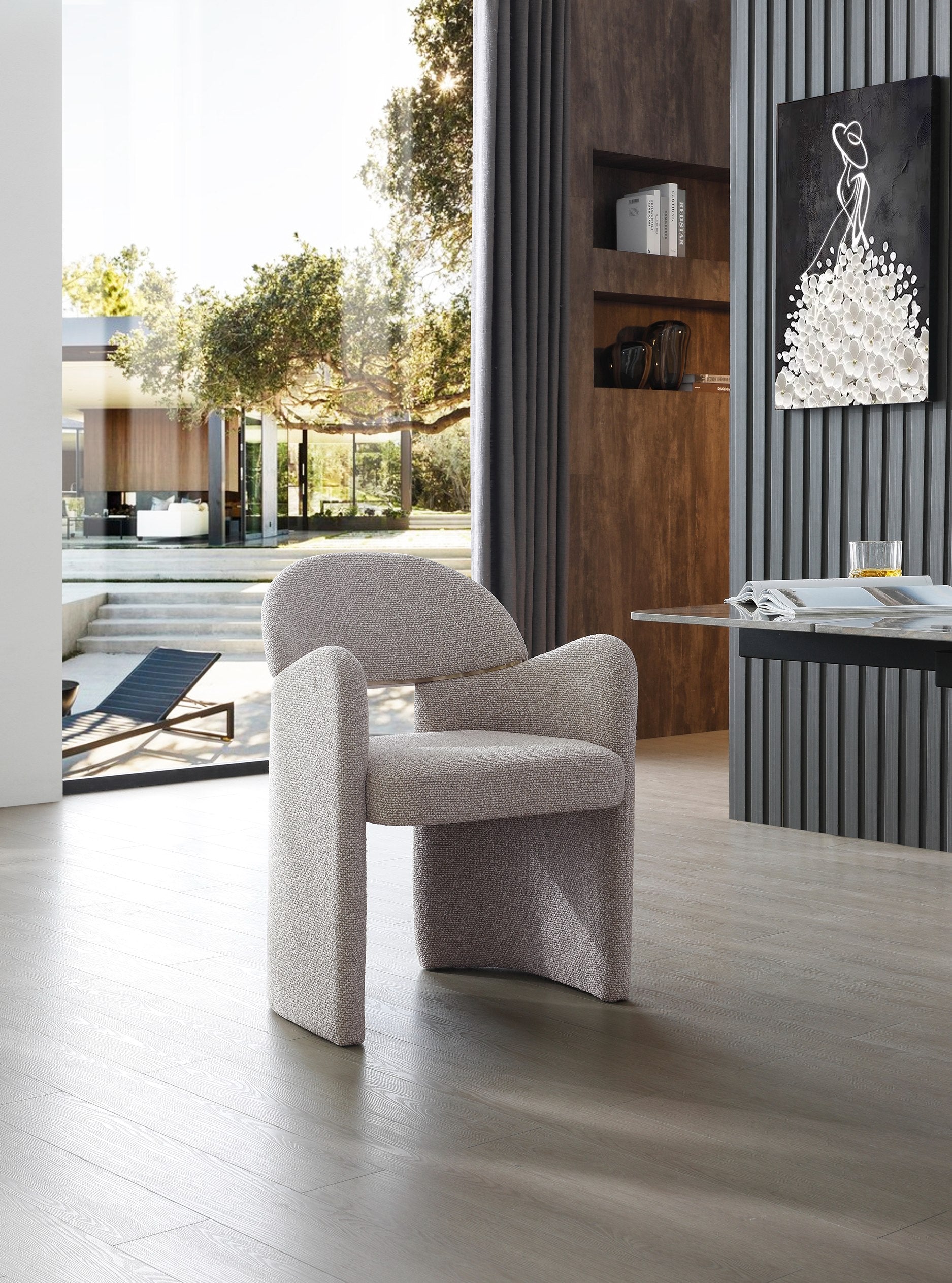 Modrest Ashley Modern Beige Fabric & Brushed Brass Dining Chair Model VGVCB2402-BGE