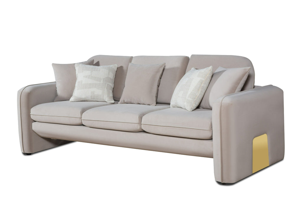 Divani Casa Gaston Modern Taupe Velvet Sofa Model VGAH-AG1648-3-TPE