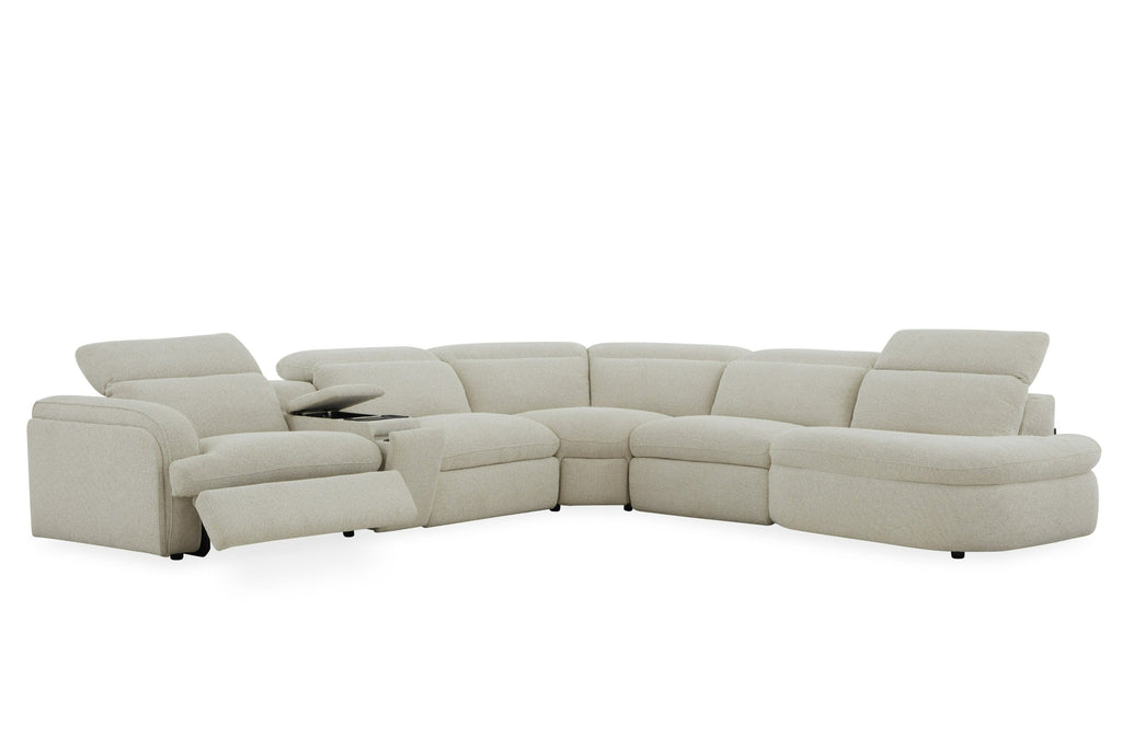 Divani Casa Ambler Modern Off White Fabric Sectional Sofa With 2 Power Recliners Model VGKV-KM.6629-SECT-LINEN
