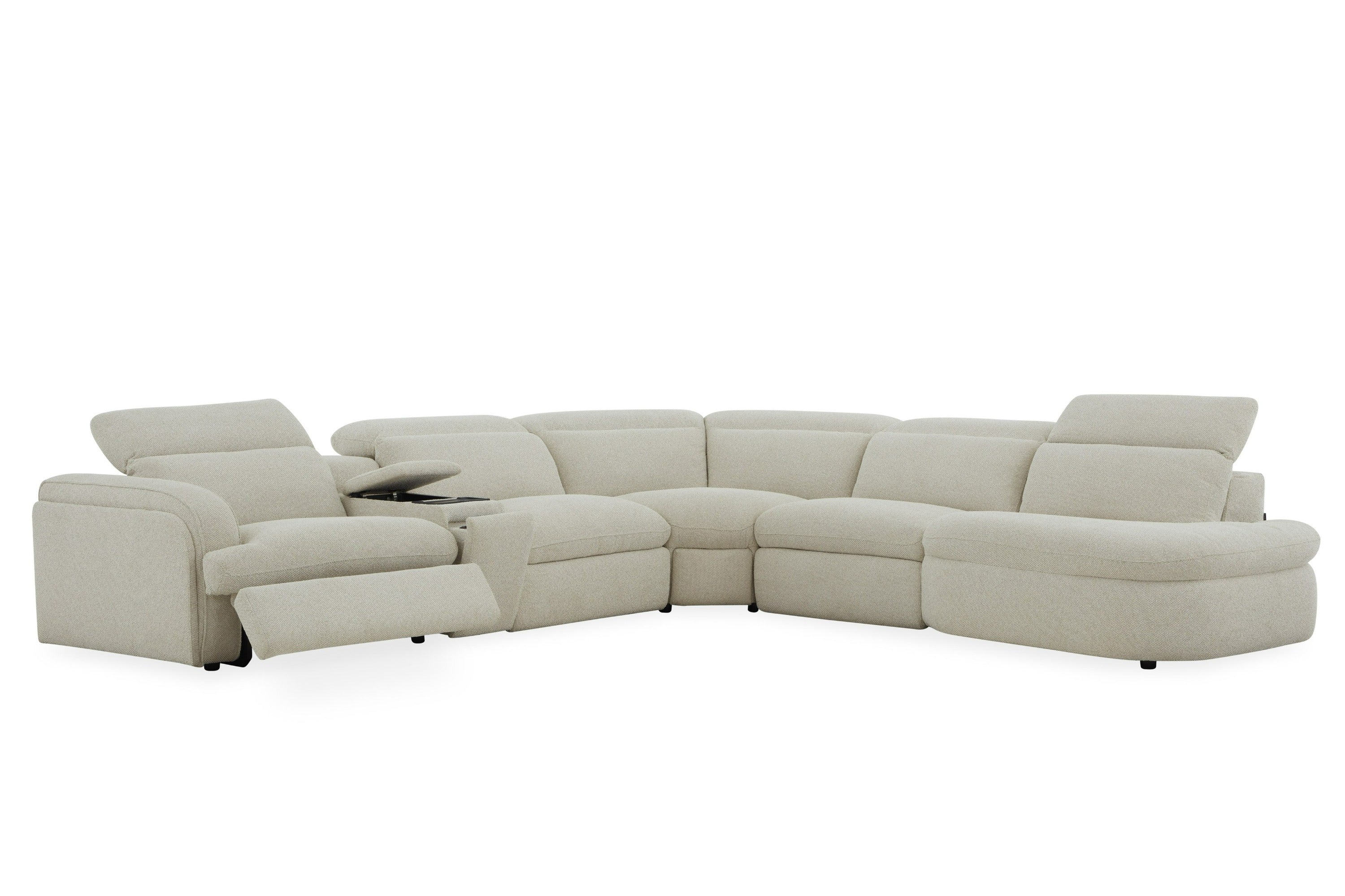Divani Casa Ambler Modern Off White Fabric Sectional Sofa With 2 Power Recliners Model VGKV-KM.6629-SECT-LINEN