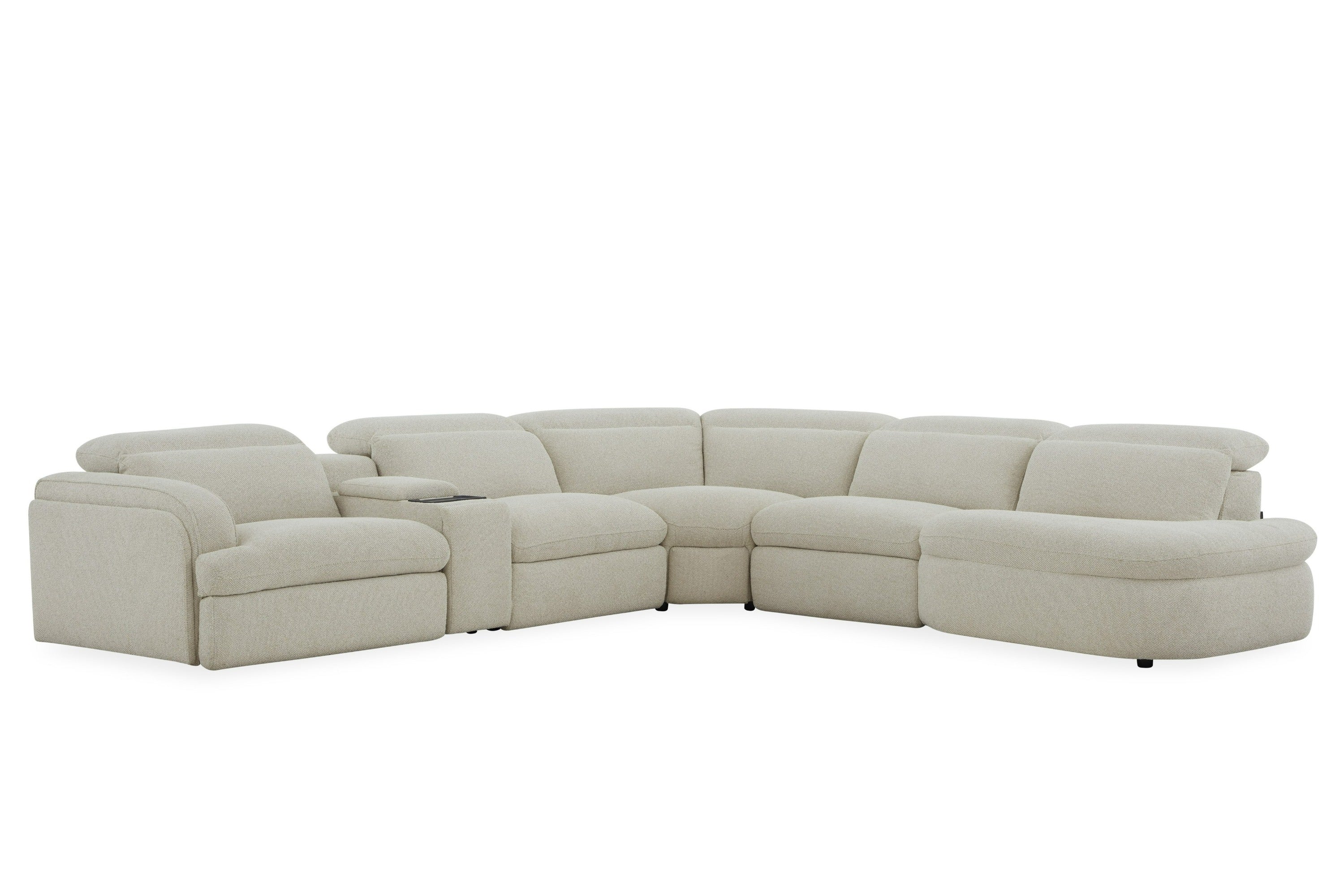 Divani Casa Ambler Modern Off White Fabric Sectional Sofa With 2 Power Recliners Model VGKV-KM.6629-SECT-LINEN