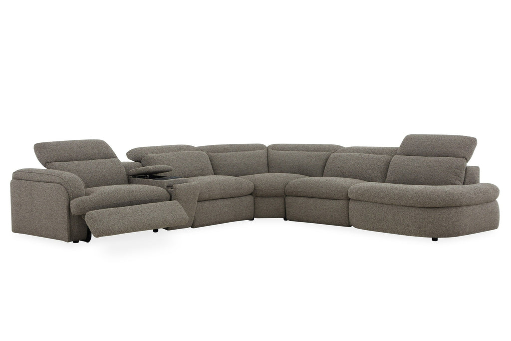 Divani Casa Ambler Modern Brown Fabric Sectional Sofa With 2 Power Recliners Model VGKV-KM.6629-SECT-EARTH