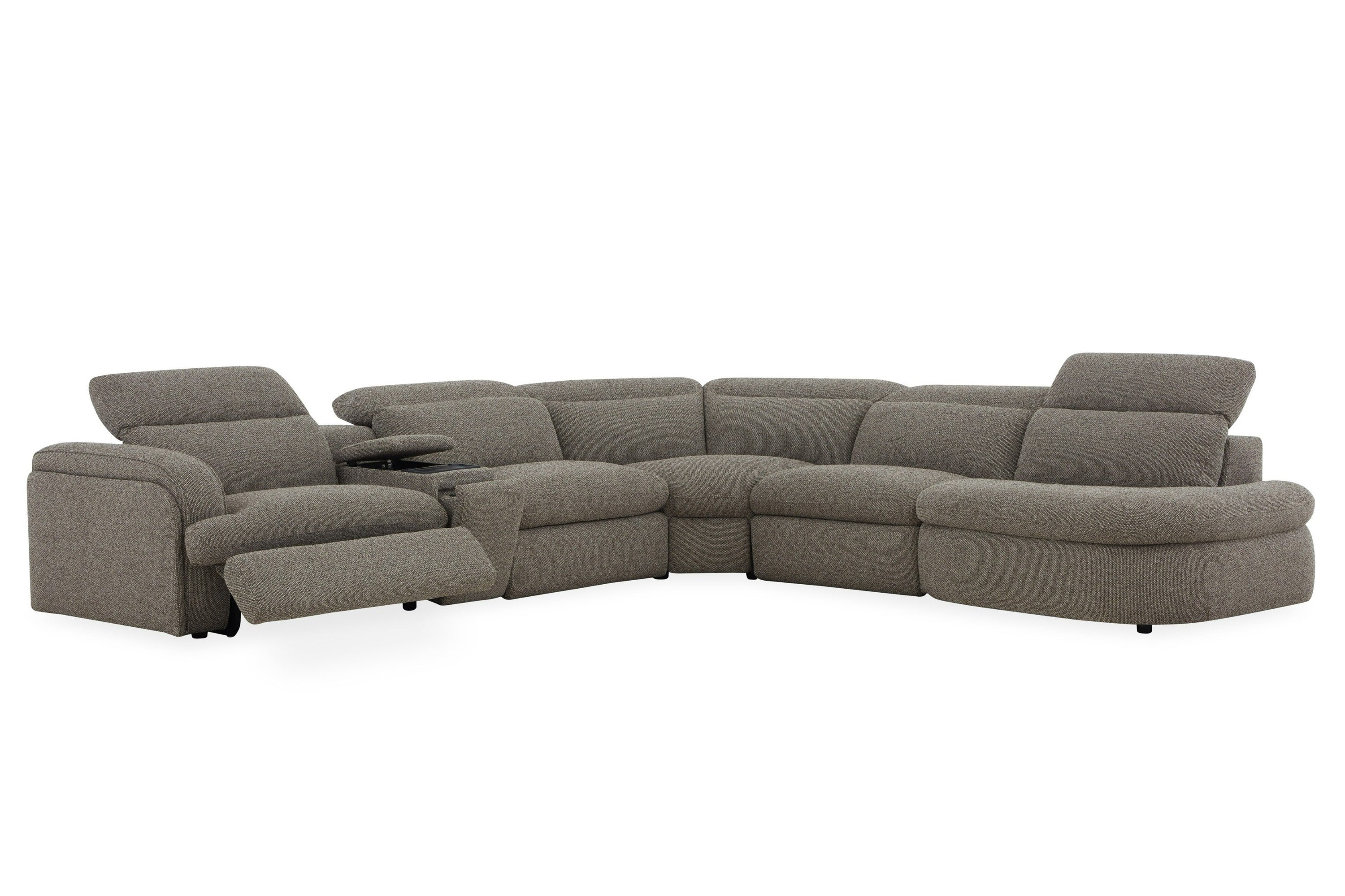 Divani Casa Ambler Modern Brown Fabric Sectional Sofa With 2 Power Recliners Model VGKV-KM.6629-SECT-EARTH