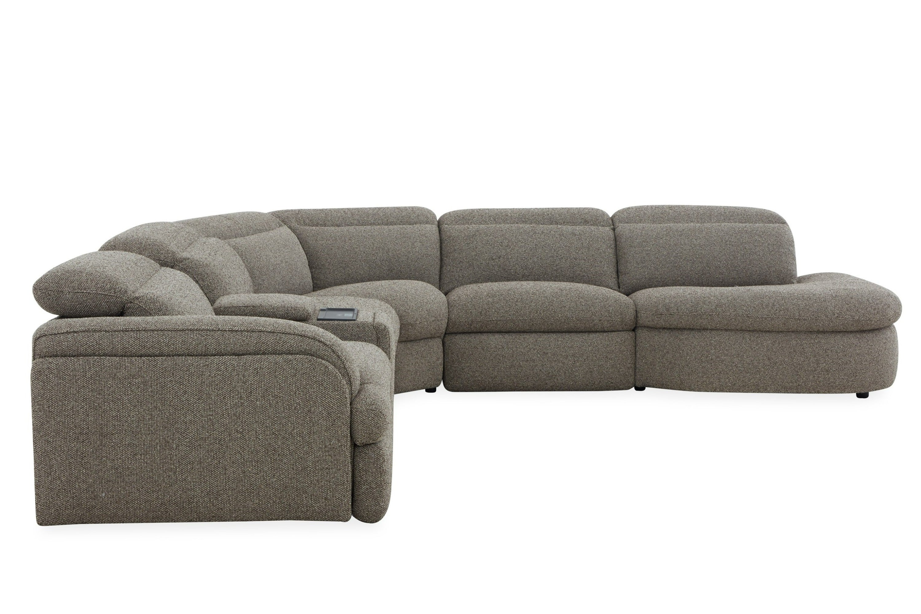 Divani Casa Ambler Modern Brown Fabric Sectional Sofa With 2 Power Recliners Model VGKV-KM.6629-SECT-EARTH