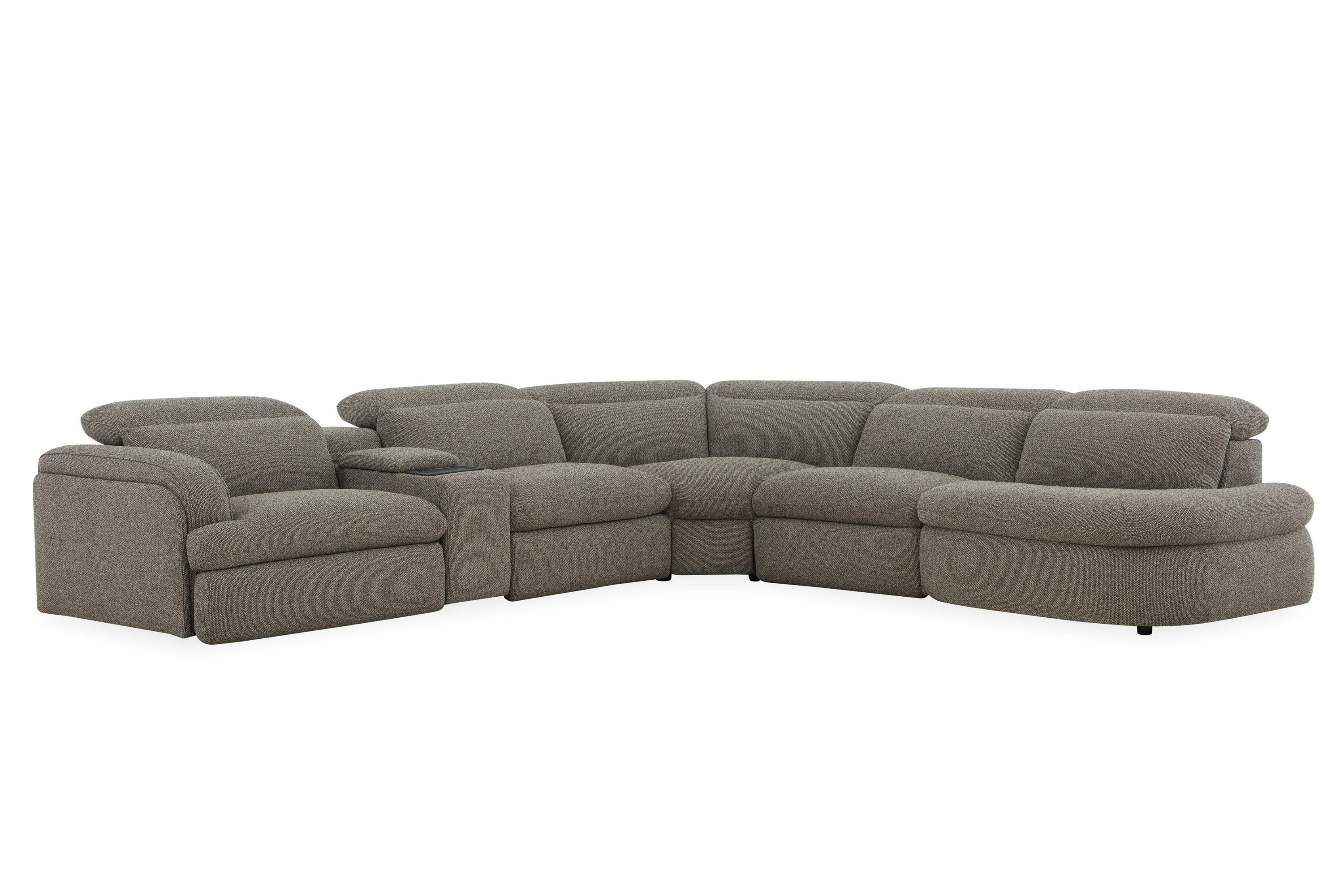 Divani Casa Ambler Modern Brown Fabric Sectional Sofa With 2 Power Recliners Model VGKV-KM.6629-SECT-EARTH