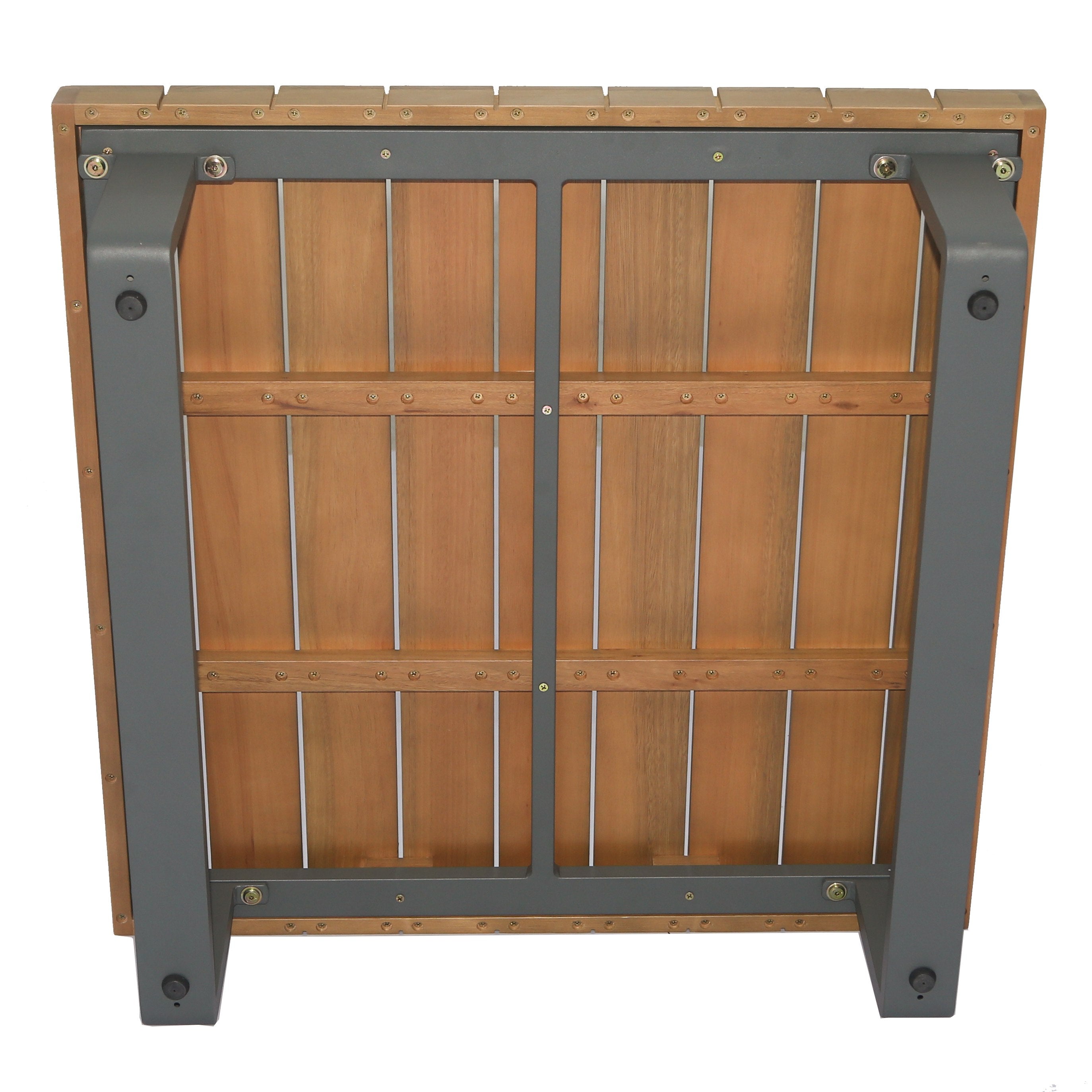 Renava Skaros Outdoor Grey Olefin Fabric & Eucalyptus Sectional Sofa & Coffee Table Set Model VGEF-BOSTON-SEC