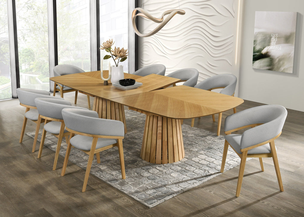 Modrest Truman Mid Century Modern Natural Oak Extendable Dining Table Model VGMA-MIT-5346-EXT-NAT