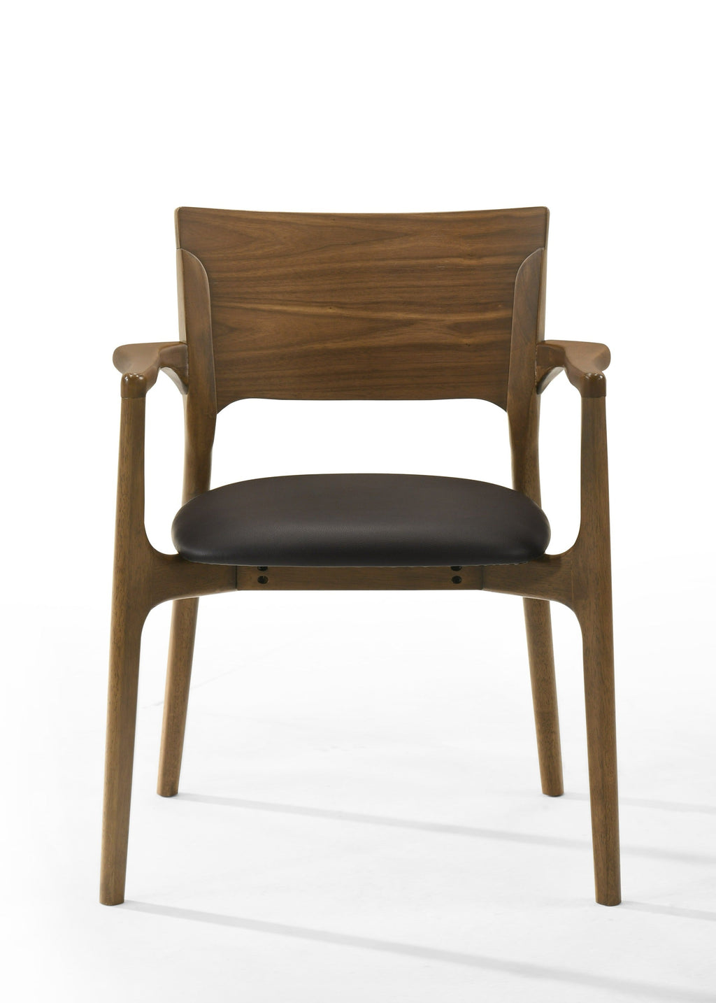 Modrest Edelman Mid Century Modern Brown Leatherette & Walnut Dining Chair Model VGMA-MI-1286-WAL