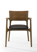 Modrest Edelman Mid Century Modern Brown Leatherette & Walnut Dining Chair Model VGMA-MI-1286-WAL