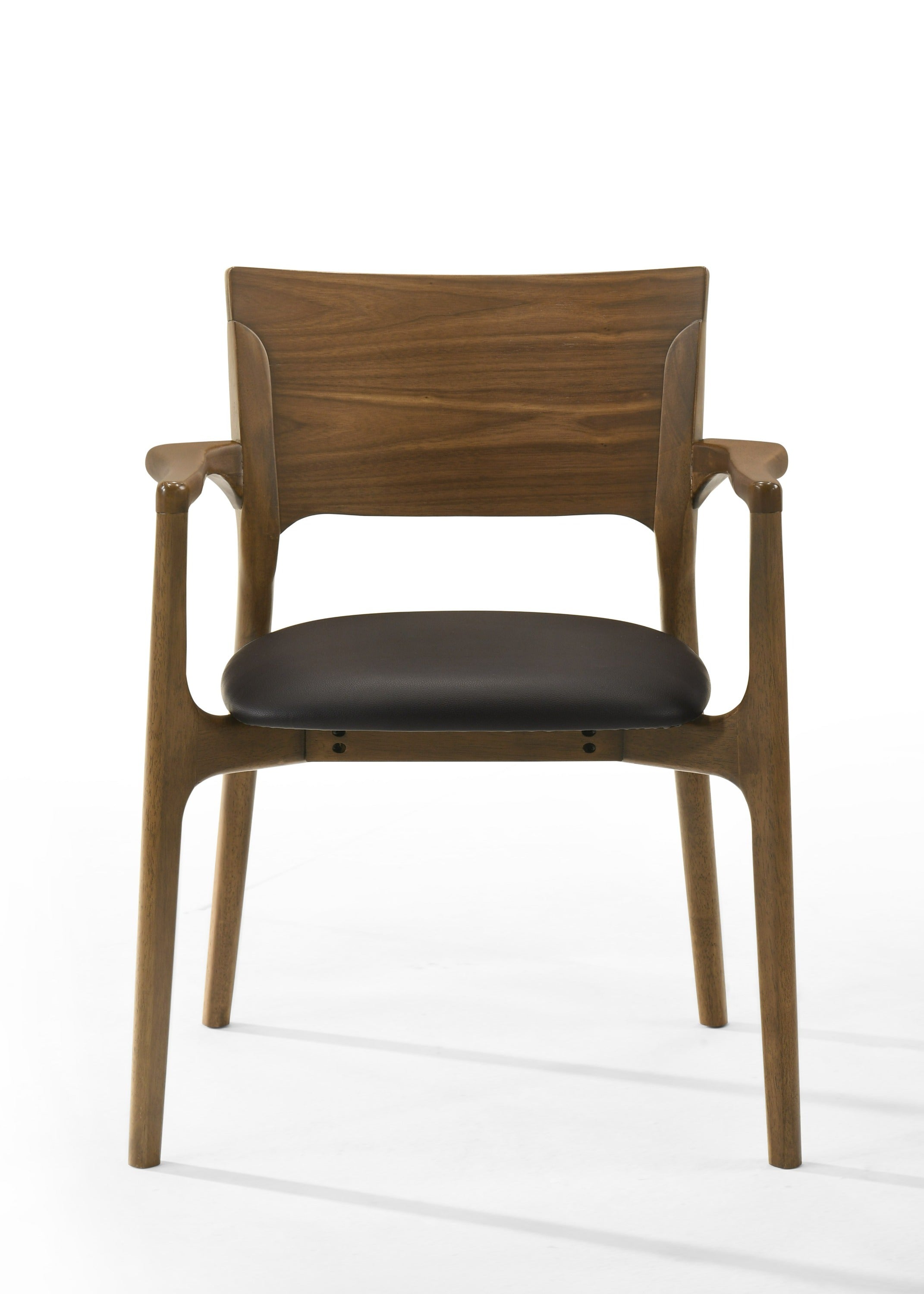 Modrest Edelman Mid Century Modern Brown Leatherette & Walnut Dining Chair Model VGMA-MI-1286-WAL