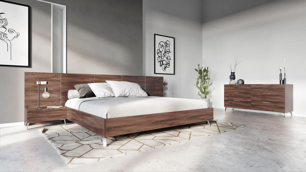 Nova Domus Brooklyn Italian Modern Walnut 4 Piece Bedroom Set Model VGACBROOKLYN-4PC-SET