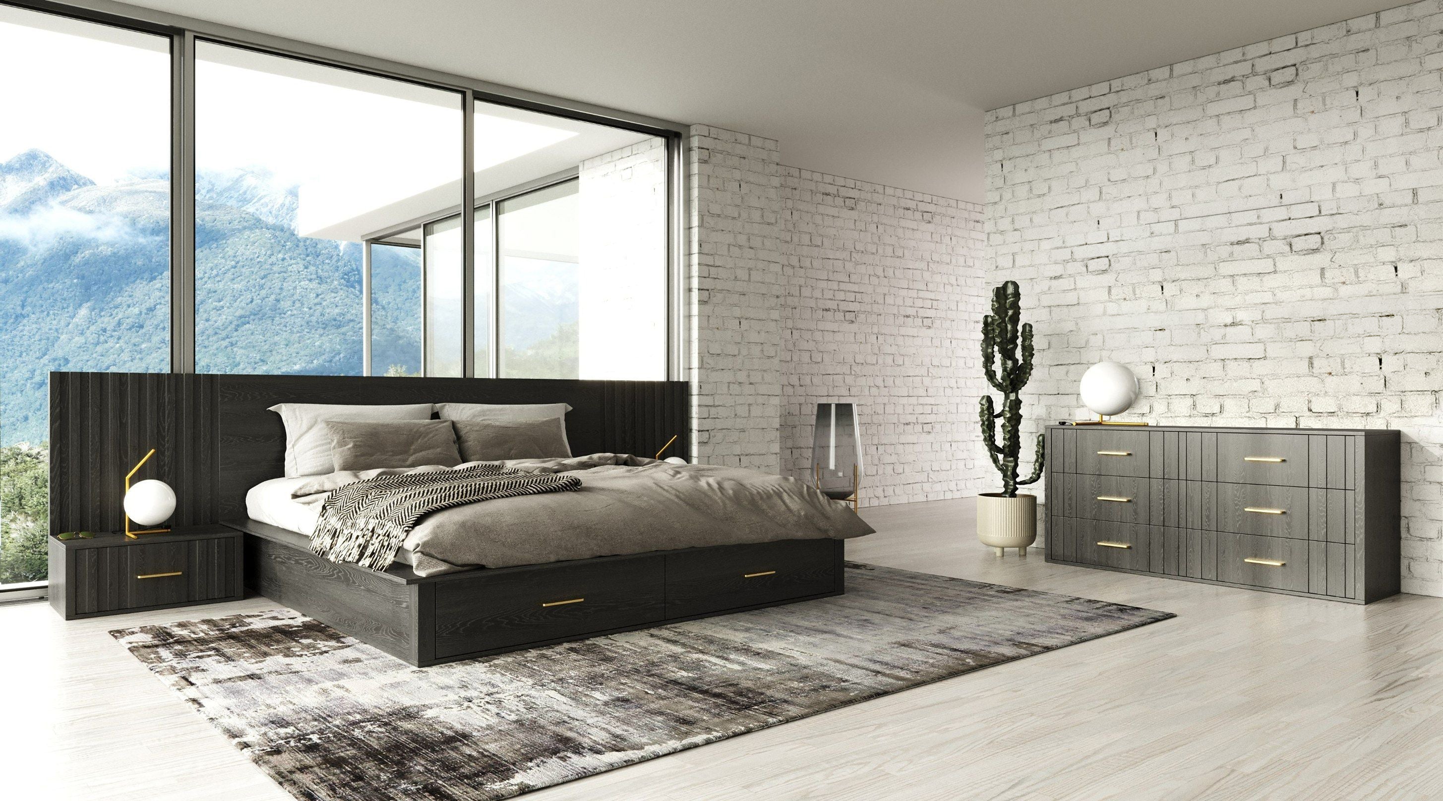 Modrest Manchester Contemporary Dark Grey 4 Piece Bedroom Set Model VGWD-HLF2-4PC-SET