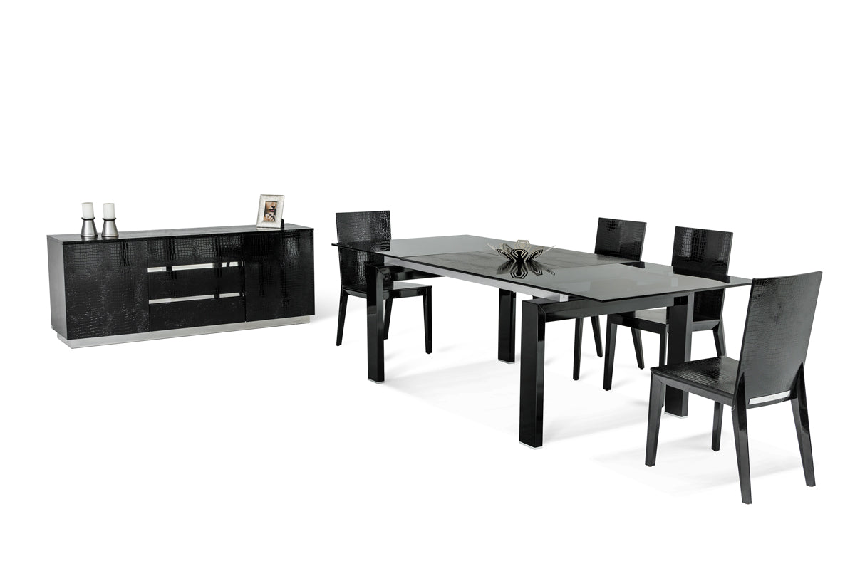 A&X Stratton Modern Black Extendable Dining Table Model VGUN8930