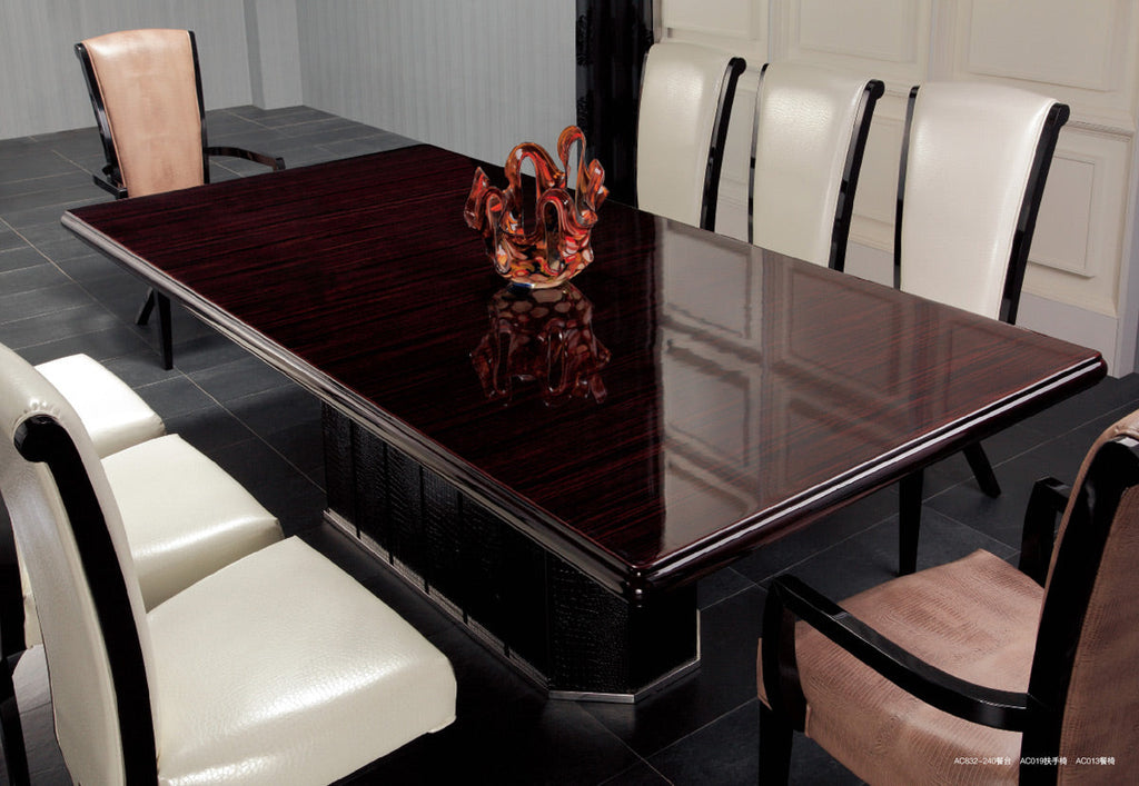 Supreme Luxury Ebony Veneer And Black Crocodile Dining Table Model VGUNAC832-240