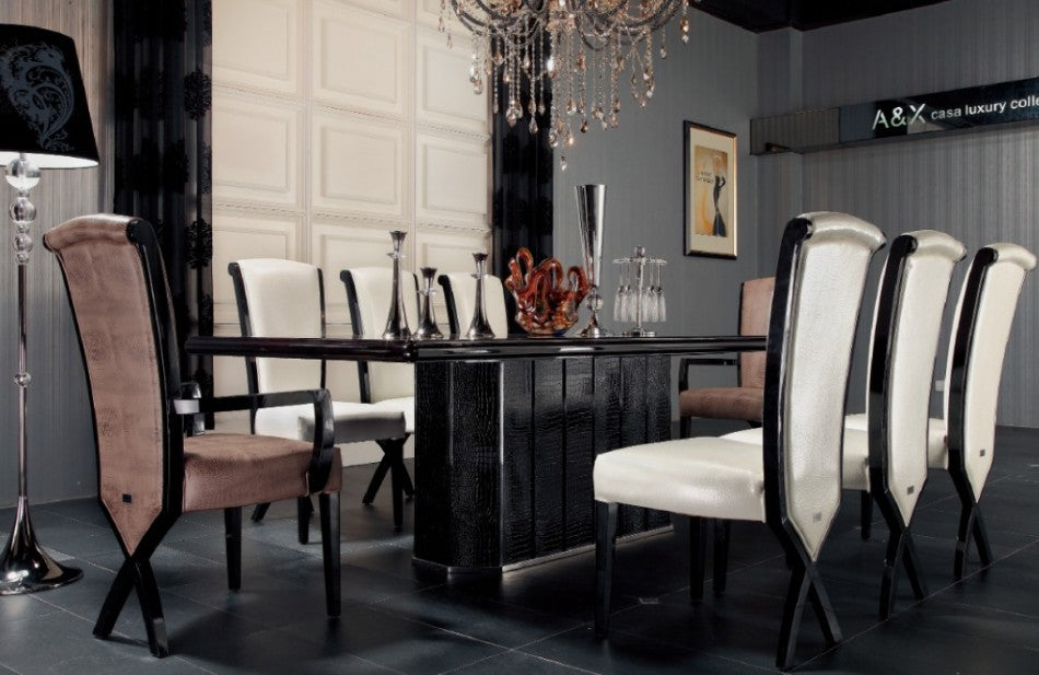 Supreme Luxury Ebony Veneer And Black Crocodile Dining Table Model VGUNAC832-240